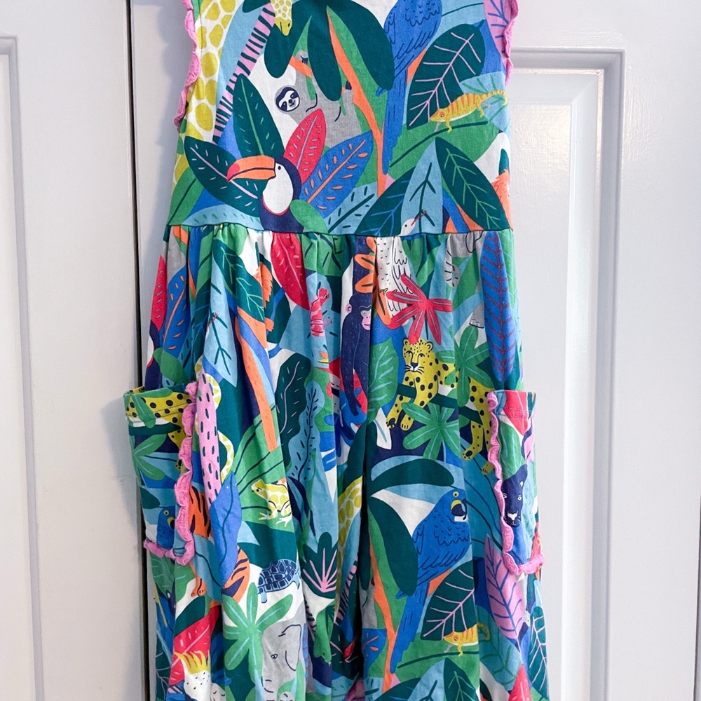 Mini Boden Colorful Jungle Print Dress, size 5-6 years